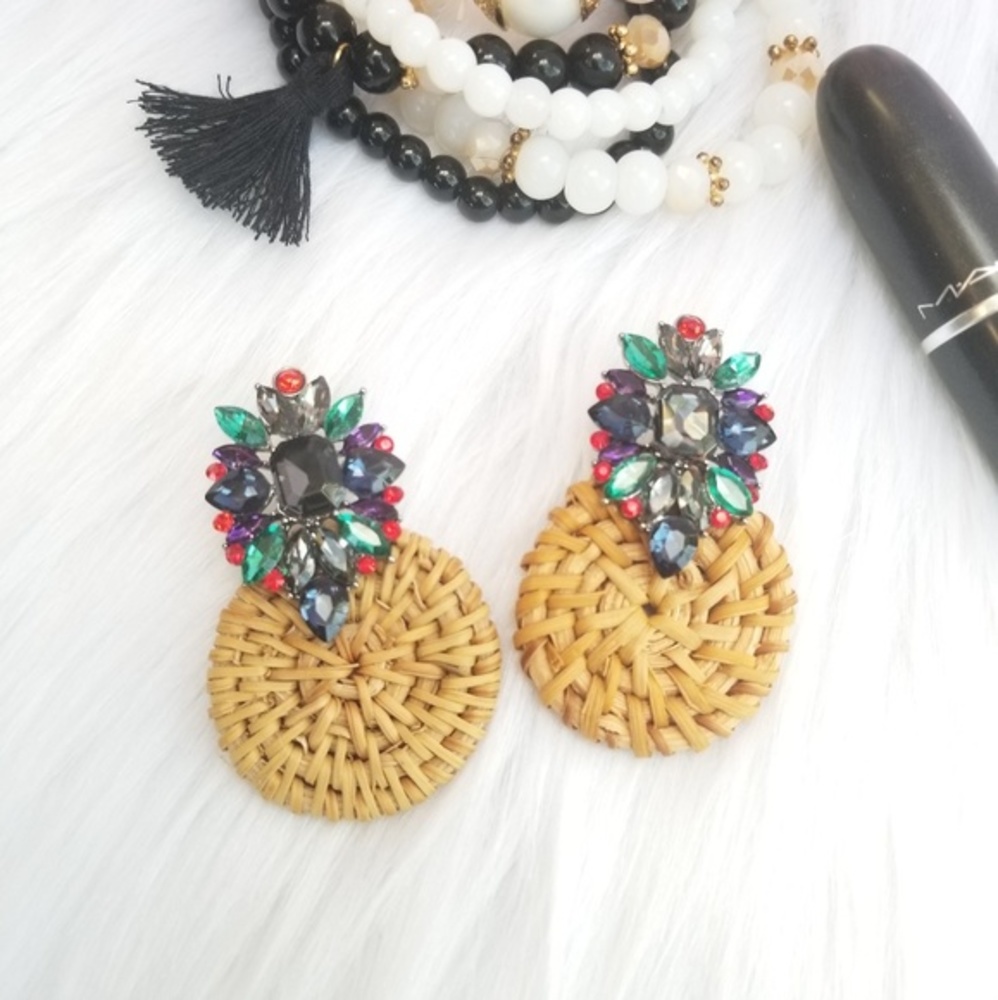 Multi color bamboo earrings